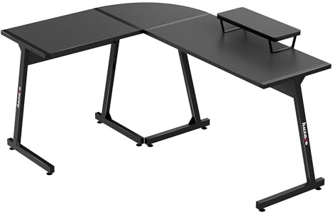 huzaro Hero 6.0 L-format hörnskrivbord, gamingskrivbord, dator, arbetsbord, kontorsbord | hemmakontor, arbetsrum, kontor | höger- och vänstermontering, bordsskiva i kolfiber | 147 x 112 | svart