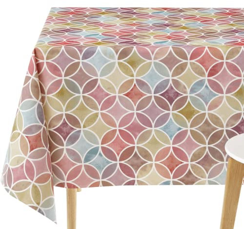 KP HOME Mantel Hule Mesa Rectangular 200x140 Patrón de Geometricas Círculos Multicolor Mantel PVC Moderno Abstracta Impermeable Plastificado Hules para Mesas Rectangular Lavable Limpiar 140x200 2m