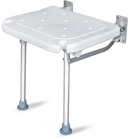 KKnoon Panchina da doccia pieghevole a parete, per vasca da bagno, con piedini antiscivolo, fori di scarico per anziani con disabilità