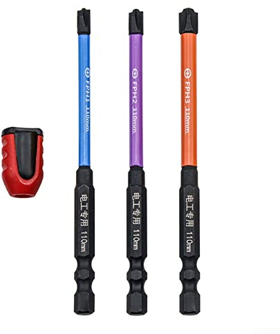SPORTARC Embout de tournevis cruciforme avec anneau magnétique pour électricien, Taille : FPH1, FPH2, FPH3, FPZ1, FPZ2, FPZ3, Tête : 4,5 mm, 5,5 mm, 7 mm, Longueur : 65 mm, 110 mm