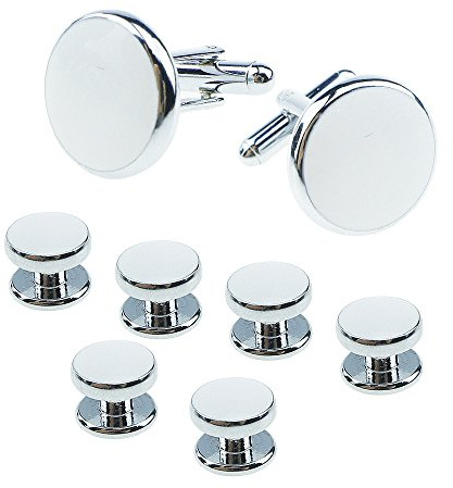 Manschettknappar för män, 8 manschettknappar, smokingskjorta, manschettknappar och spikar, för bröllop, alla hjärtans dag, festival, födelsedag, examen, 20mm x 18mm, Vit, Koppar