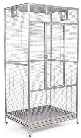 Montana Cages | Premium Voliere New Sydney I Vogelkäfig für Sittiche und kleine Papageien, inkl. 2 Näpfe, 4 Lenkrollen, AVILON Pulverbeschichtung, Platinum Edition, ca. 90 x 70 x 180cm