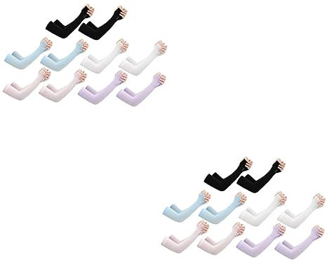 INOOMP 10paare Uv-Schutz Armlinge Atmungsaktivem EIS-Seide Kühlende Armstulpen Für Outdoor-aktivitäten Beim Angeln Joggen Und Weiß Blau