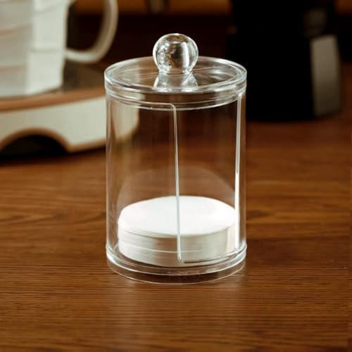 RYUHYF Espresso Paper Filter Holder Coffee Filter Storage Container with Lid Acrylic Coffee Filter Dispenser Compatible with 51mm/54mm/58mm Round Disposable Paper Filters (Acrylic Lid)…