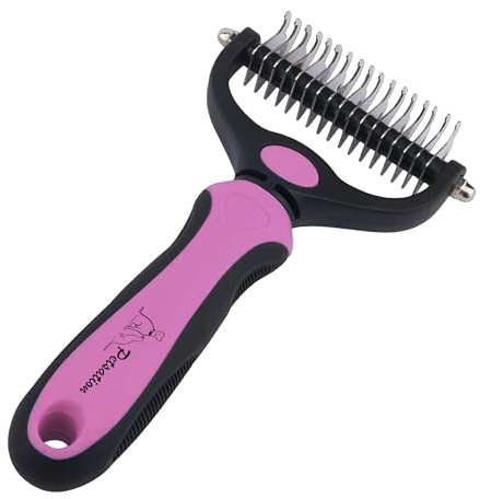 Petsation® [Das Original Unterwollbürste Hundebürste Katzenbürste für langhaar Unterwollkamm entfernt Unterwolle & Verfilzungen Massageffekt & Deckhaarschutz Fellbürste (M (7 cm Breit), Rosa)