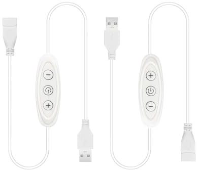 GXILEE Lot de 2 variateurs d'intensité USB femelle vers mâle, gradation à 10 vitesses USB pour lumières LED 5 V de couleur unique (blanc)