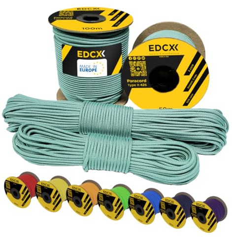 EdcX 3 mm Nylon Paracord 425 (15, 30, 50 And 100m) – 3 mm Type II, 100% Nylon Rope, 3 Strand Rope, 3 mm Nylon Rope in Many Colors (Skylight, 15 m)
