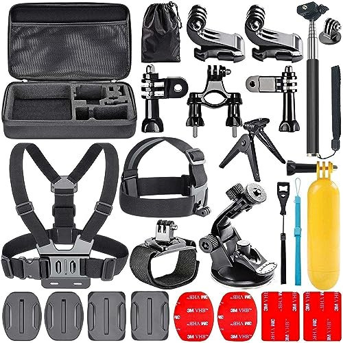 Navitech 18-in-1 Action Camera Accessories Combo Kit with EVA Case - Compatible With Apexcam M80 AIR Action Camera