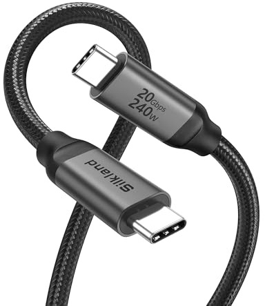 Silkland USB-C Monitor Kabel 5K@60Hz 4K@144Hz 1,5M USB-C Video Kabel 20Gbps | USB 3.2 Gen2×2 Datenkabel, 240W 48V/5A PD3.1 Ladekabel, USBC auf USBC für MacBook Pro, iPad Pro, iPhone 17 16 15, Dock, SSD