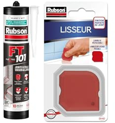 Rubson | Mastic FT 101 Blanc (cartouche de 280 ml) – Mastic polymère pour joints, fissures & Lisseur, outil pour lisser tous les types de joints - adapté à toutes les formules de mastic