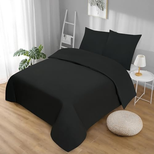 Softex Royal Bettwäsche 155x220 cm Mikrofaser – 2-teiliges Bettwäsche Set, ÖKO-TEX Zertifiziert, extra weich & bügelfrei, hautfreundlich, Bettbezug 155x220 cm + Kissenbezug 80x80 cm, Schwarz