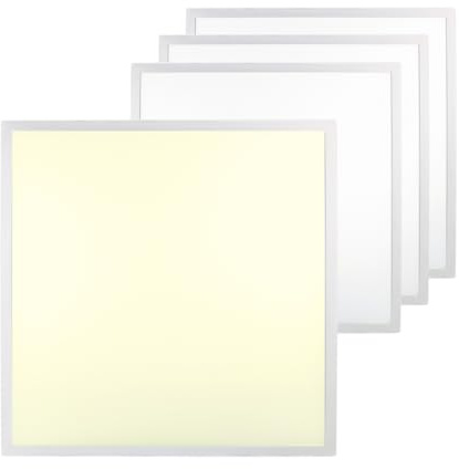LUXULA 4er Pack LED Panel 62x62cm Rasterleuchte, 36W 3600lm, 3000K | Warmweiß, flimmerfrei, mit Netzteil 230V, LED Deckenleuchte für Rasterdecke, Einlegeleuchte, Büroleuchte, Gewerbe