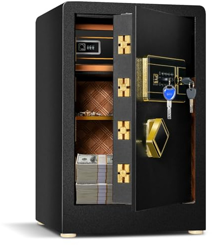 HOMFME Safe and Lock Box, 40L Money Safe Box with Keys, Dual Alarm System | Digital Keypad, Anti-peeping Design, 3 Open Ways, Lockable Storage Box Security Cabinet for Home Office