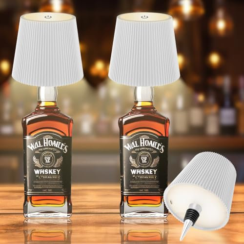 SPVIND 2 Stück Flaschenlampe, 5200mAh Akku Tischlampe, 3 Farben Dimmbare Flaschenlicht Warmweiß 3000K-6000K, IP54 Wasserdicht Touch Flaschenlichter, Geeignet für Bars, Restaurants, Wohnzimmer, Wei