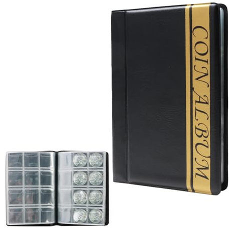 120 Stück Münzalbum, Münzhalter Münzsammlung 2 Euro Münzen Aufbewahrung Münzenalbum (Schwarz)
