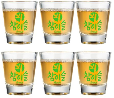 Sihanoukville Korean Soju Shot Glasses Set, Vintage Retro Cups, 1.5oz/44ml – Perfect for Soju, Whiskey, Tequila, and Liquor (6PCS)