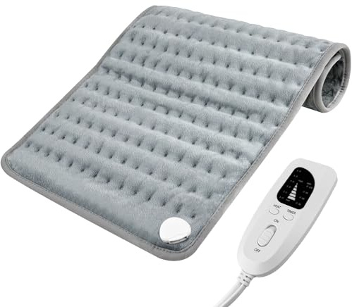 Jsdoin Cuscino riscaldante elettrico con spegnimento automatico e 10 livelli di temperatura, cuscino riscaldante per schiena, collo, spalle, addome, tecnica di riscaldamento, lavabile in lavatrice,