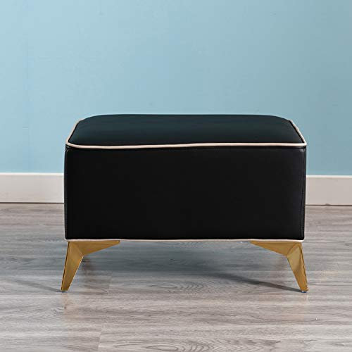 DDKYHU Sgabello Pieghevole in Similpelle, Sgabello Rettangolare con Gambe in Metallo, Seduta Imbottita, Sgabello per toeletta, Camera da Letto, Ufficio, Nero 40x40x40 cm (Nero 60x40x40 cm)