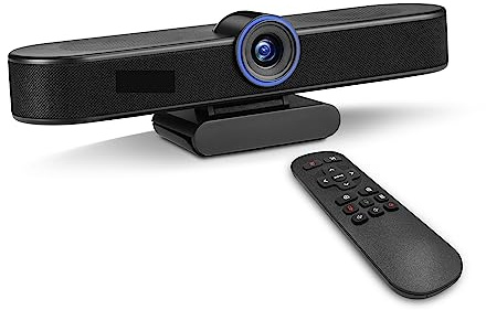 AUBEST Webcam, Webcam de conférence Ultra Grand Angle 4K Zoom numérique 8MP 5X avec Cadrage Automatique USB PC Webcam Live Streaming(A)