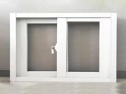 Horizontales Schiebe-Kellerfenster mit Glas und Bildschirm, 96,5 x 45,7 cm, Weiß, kleines Badezimmerfenster für Belüftung und natürliches Licht