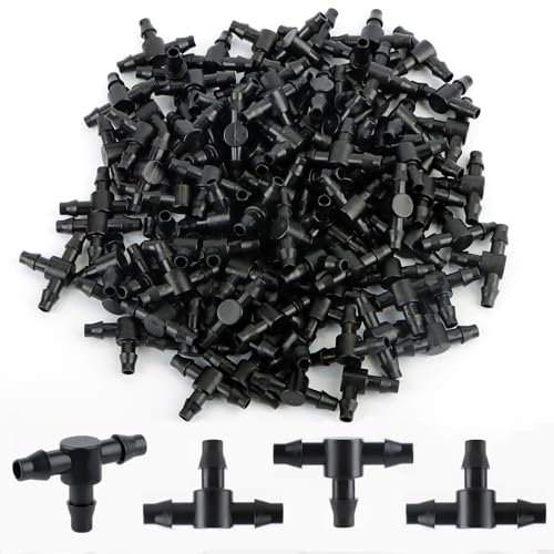 Kalolary Lot de 100 raccords de tuyau d'arrosage en PVC 4/7 mm - Raccord de tuyau d'arrosage en PVC - Buse de pulvérisation - Micro spray - Articulation