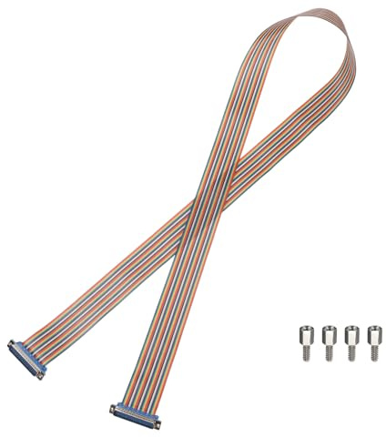 sourcing map IDC Serial Cable Rainbow Wire Flat Ribbon Cable DB37 Male to DB37 Male 59 Inch Length 2.54mm Pitch Breadboard Jumper Wires for Electronic Projects