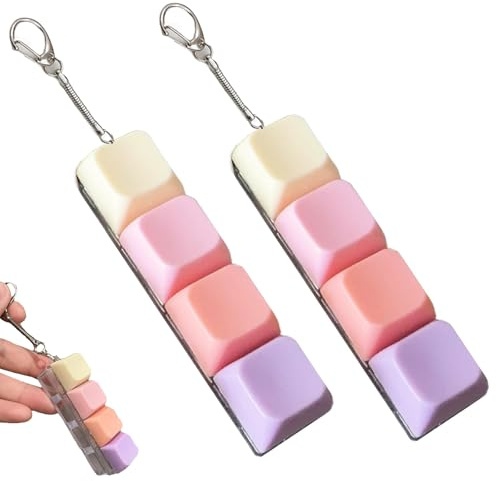 2 PCS Keyboard Fidget Toy, Keyboard Clicker Fidget, Fidget Keyboard in Pastel Colours, Keyboard Keychain for Stress Relief and Focus Enhancement, Ideal for Office, School, Home, And Travel Use