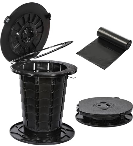 REDCAMP Faltbare Campingtoilette mit Deckel Müllbeutel, tragbar Campingklo | verstellbare Sitzhöhe, bis 180kg, Klapptoilette mit Tragegriff, für Outdoor Angeln Auto Wohnmobil, immer griffbereit, sauber