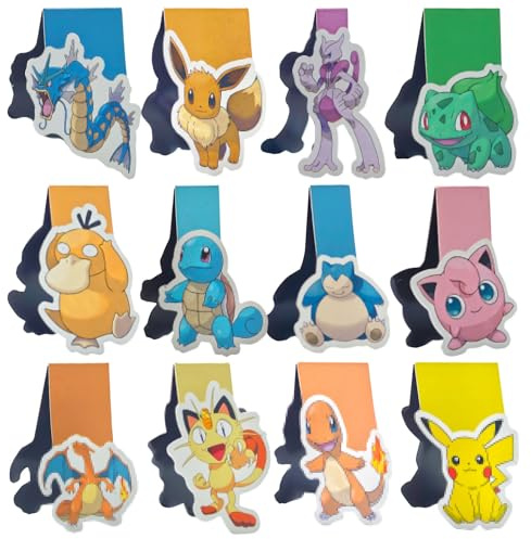 12pcs Magnetische Lesezeichen Set für Kinder, Niedliche Cartoon Anime Magnetic Bookmarks für Jungen Mädchen Bücherlesezubehör, Kleine Mitgebsel Geschenk für Lehrer Schüler Einschulung und Schulanfang