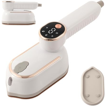 Travel Steam Iron for Clothes, 180°Folding Portable Steam Iron with LCD Screen, 10s Fast Heat-up 3 Steam Levels Wrinkles Remover Handheld Garment Steamer or Travel, Home, Office