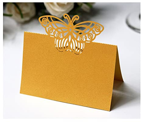 Codulu Segnaposto farfalla intagliata matrimonio,oro,50 pz