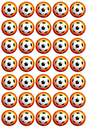 Football Ball ORANGE - Edible Cupcake Toppers - Wafer or Icing - Fun Kids Birthday Party Themed Celebration Cake Decorations for Cupcakes, Cookies, Brownies, Muffins & More!