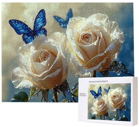 Puzzle 1000 Teile Erwachsene Rose Schmetterling, Impossible Klassische Jigsaw Puzzles 75 x 50cm, Geschicklichkeitsspiel für die ganze Familie, Puzzle farbenfrohes Legespiel Home Dekor Geschenk k-577