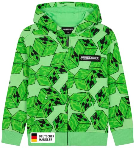 Minecraft Hoodie Creeper | Jacke Hoody Jungen | Kapuzenpullover Jungen | Hoodies Jungs Kapuze | Reissverschluss, Pullover