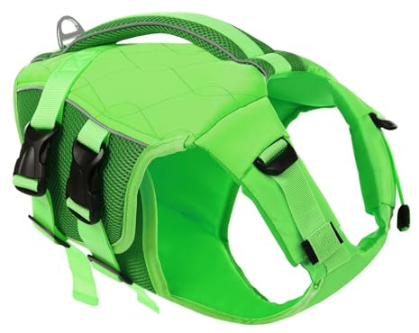 KONVINIT Gilet de Sauvetage Chien,Réglable Gilet de Sauvetage Gilet de Flottaison avec Poignée réfléchissant Dog Life Jacket Gilet de Securité Chiot Animaux de Compagnie pour Natation