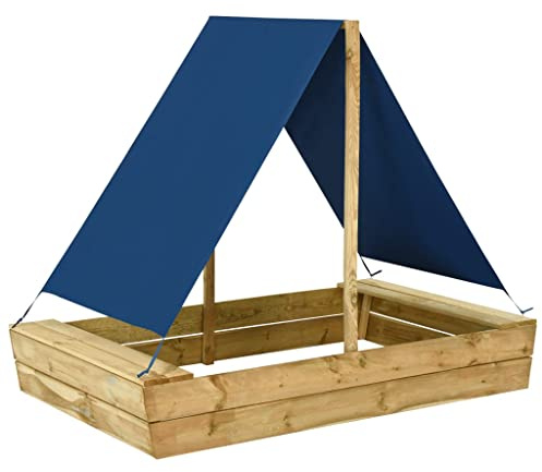 Bac à Sable en Bois, Jeux Extérieur Enfant avec Toit 160x100x133 cm Bois de pin imprégné 160 x 100 x 133 cm