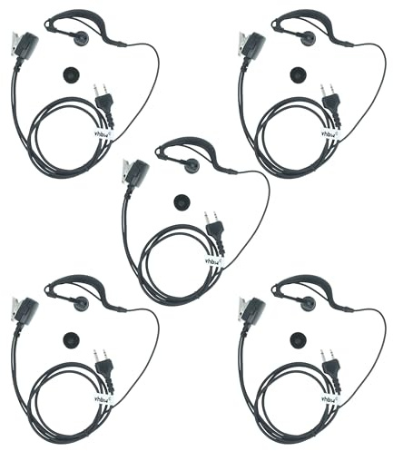 vhbw 5 x headset kompatibelt med Alinco DJ-196, DJ-195, DJ-175E, DJ-446, DJ-175, DJ-195E, DJ-193E, DJ-193 radio – svart