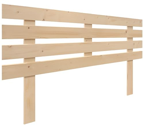 DHOME Kopfteil aus Natürlichem Kiefernholz mit Beinen im Horizontalen Palettenstil für Palettenbett Inklusive Befestigungsmaterial (Naturkiefernholz, 140cm)