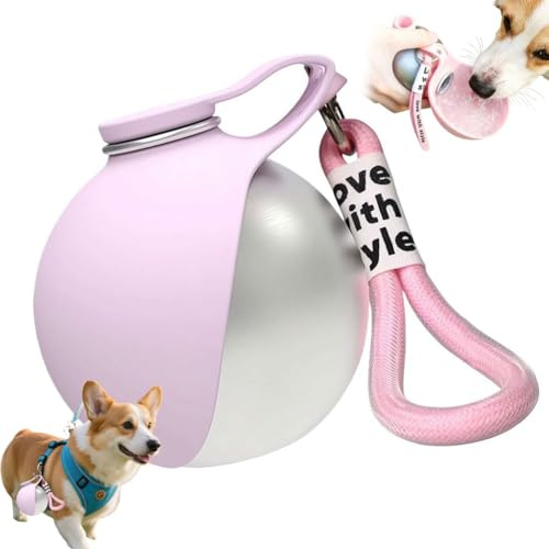 Dog Water Ball,Dog Water Bottle with Bowl,2-in-1 Portable Foldable DogWaterBottle,Leak-Proof,304 Stainless Steel Large-Capacity Cup with Foldable Silicone Bowl,Perfect for Travel