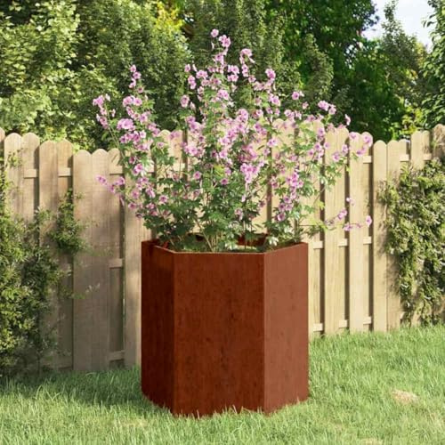 Tonture Pflanzkübel Rostig aus Cortenstahl 40x40x45 cm wetterfest stabil für Garten Balkon Terrasse mit Drainage und Bewässerung ideal als Blumentopf Pflanzgefäß Blumenkasten Outdoor Indoor