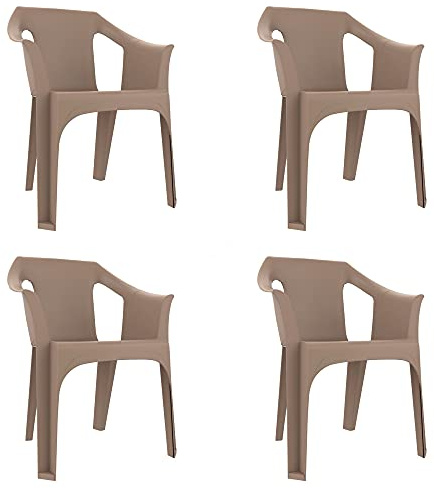 garbar Cool Set 4 Silla con Brazos Exterior | jardín, terraza, balcón, Picnic, Camping, Catering, Eventos, reuniones | diseño, Ligero, apilable | Arena