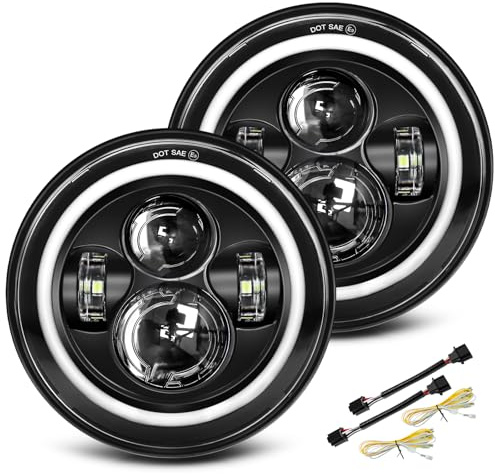 UNI-SHINE Black 2pcs 7 inch Led Headlight Round DOT Approved H6024 Led Headlight DRL Turn Signal Compatible with Jeep Wrangler JK TJ CJ & Miata & Chevy S3 & Hummer H1 H2