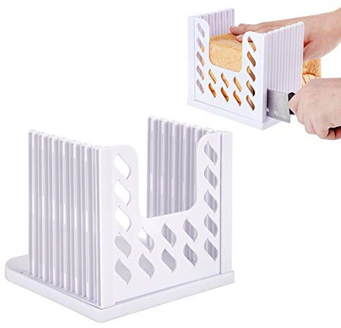 Foldable Bread Slicer - Blkthun, Adjustable Cutting Mold for Cakes, Thicknesses Toast Slicing Machine with Crumb Catcher Tray