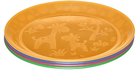 nip barntallrik för småbarn och spädbarn, med sött motiv, BPA-fri, tillverkad i Tyskland, set om 4, från 4+ månader