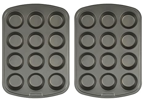 GoodCook Nonstick Steel 12-Cup Muffin Pan, Gray, Set of 2