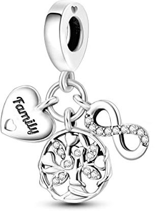 MULA 925 Sterling Silver Charms for Bracelets Family Love Dangle Cross Pendants Beads Charm Jewelry for Women