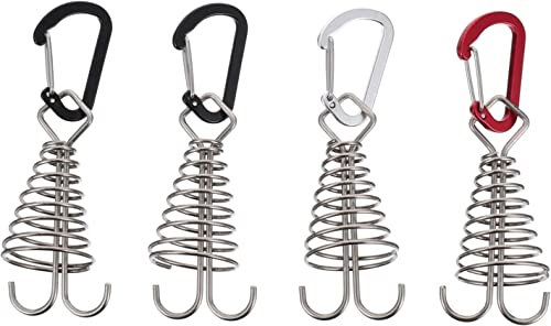 JORAsa 4 Stück Zeltschnalle Tarp Zeltplanenhaken Bretter Federanker Zeltheringe Heringe Spanner Campingzeltdeckschnalle Zeltdeckbefestigungshaken Zeltdeckbefestigungsschnalle Silber Outdoor