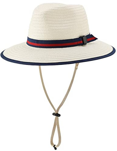 Magracy Kinder Jungen Strohhut mit breiter Krempe, Sommer-Sonnenschutzhut, Faltbarer Fedora-Strandhut, S, Weiß