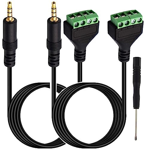 RUNCCI-YUN 2 pezzi jack audio stereo 3,5 mm, jack maschio TRRS stereo a 4 poli da 1/8 a cavo connettore balun con morsettiera a vite AV 4