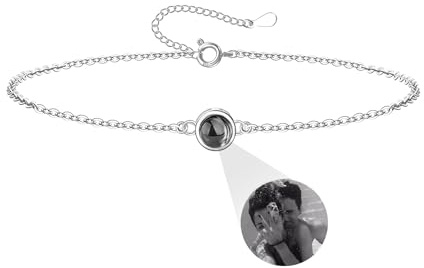 Auinniuz Individuelles Fotoarmband Aus Sterlingsilber – Personalisiertes Armband Mit Foto – Runder Anhänger Mit Farbfoto Armband Im Inneren
